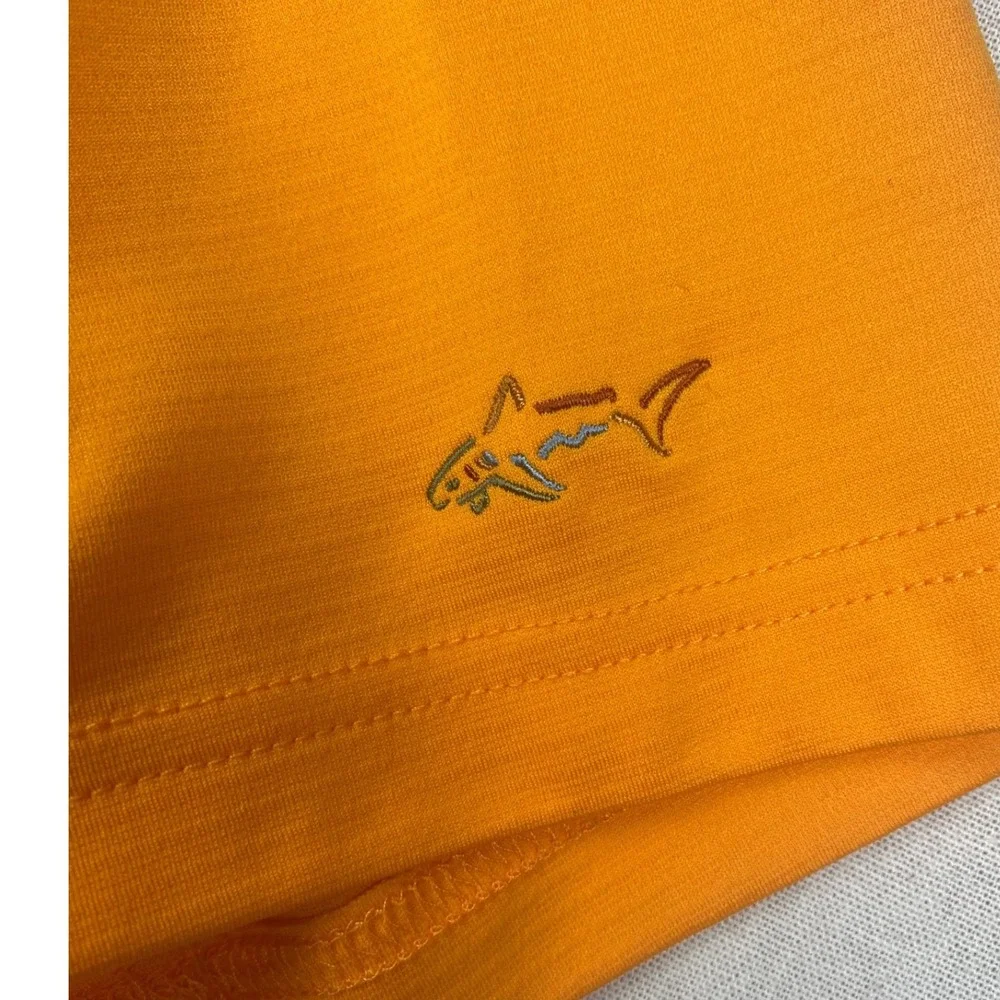 Greg Norman Play Dry Mens XL Orange Performance Golf Polo Shirt Shark Logo